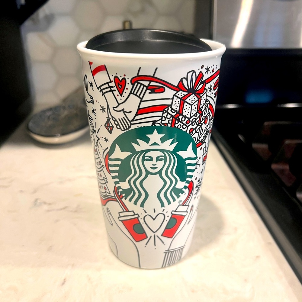 Starbucks Christmas 2017 Holiday Tumbler Coffee Mug 12 oz with Lid